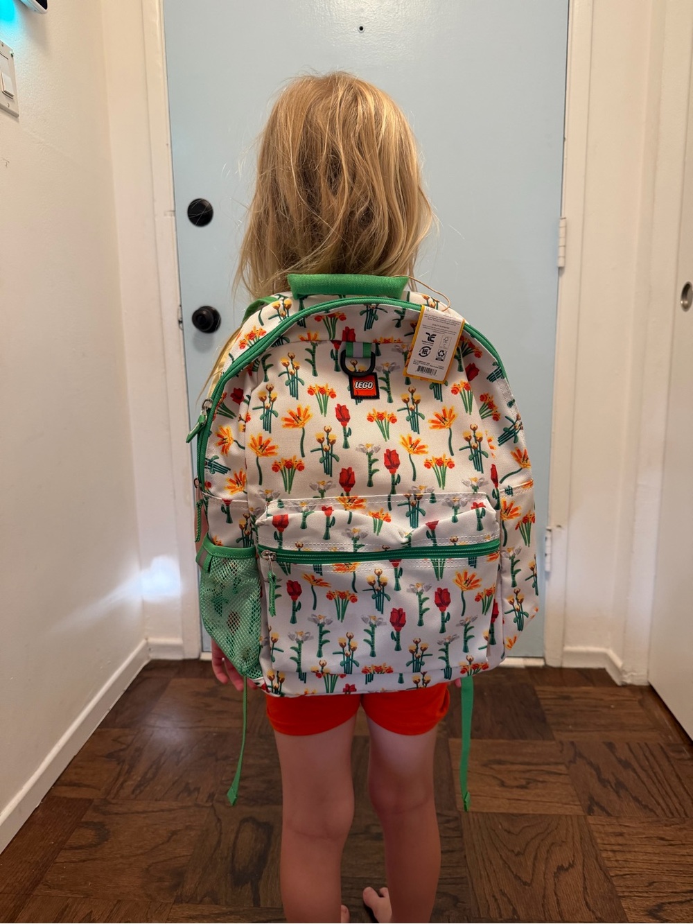 Lego White Floral Kids Backpack with Green Trim- NWT